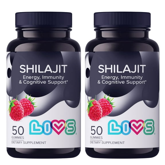 LIVS Shilajit Gummies, 1000mg Pure Himalayan Extract, Energy & Immune Support, Natural Raspberry Flavor, 100 Count with 50 Servings