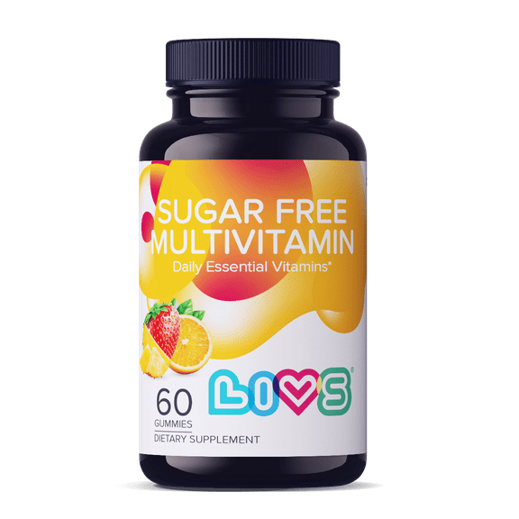 LIVS Sugar Free Multivitamin Gummies for Adults & Kids Vegan Gummy Vitamin with A, C, D, B-Complex (B3, B5, B6, B12), Biotin & Zinc | Multivitamin Supplements for Overall Wellness & Support - 60 Ct