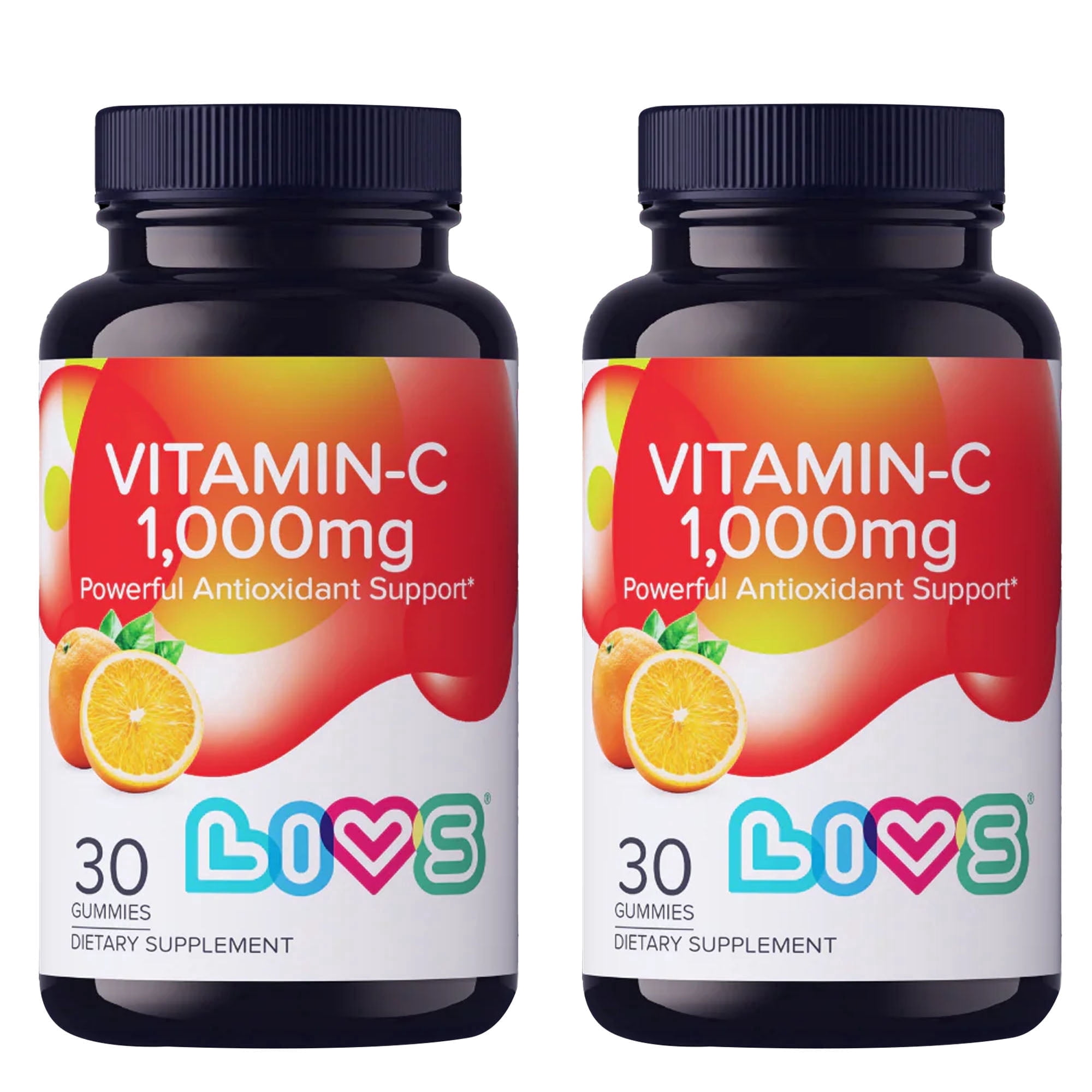 LIVS 1000mg Vitamin C Gummies with Zinc, Sugar Free Immune Support Supplement, Vegan, (Pack of 2) 30 Count