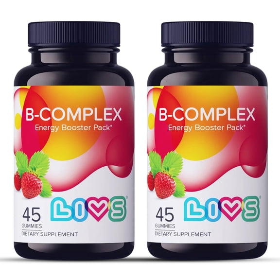 LIVS Vitamin B Complex Gummies with B12, Biotin, B3, B6 & Vitamin C for Kids & Adults | Energy, Support & Recovery Supplement | Promotes Mood, Metabolism & Nerve Function | Strawberry Flavor  90 Ct