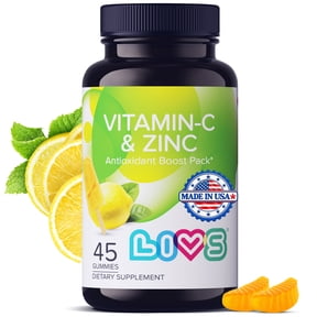 LIVS Vitamin C & Zinc Gummies, 250mg, Immune Support, Skin Health, Blood Pressure Regulation, 45 Vegan Gummies