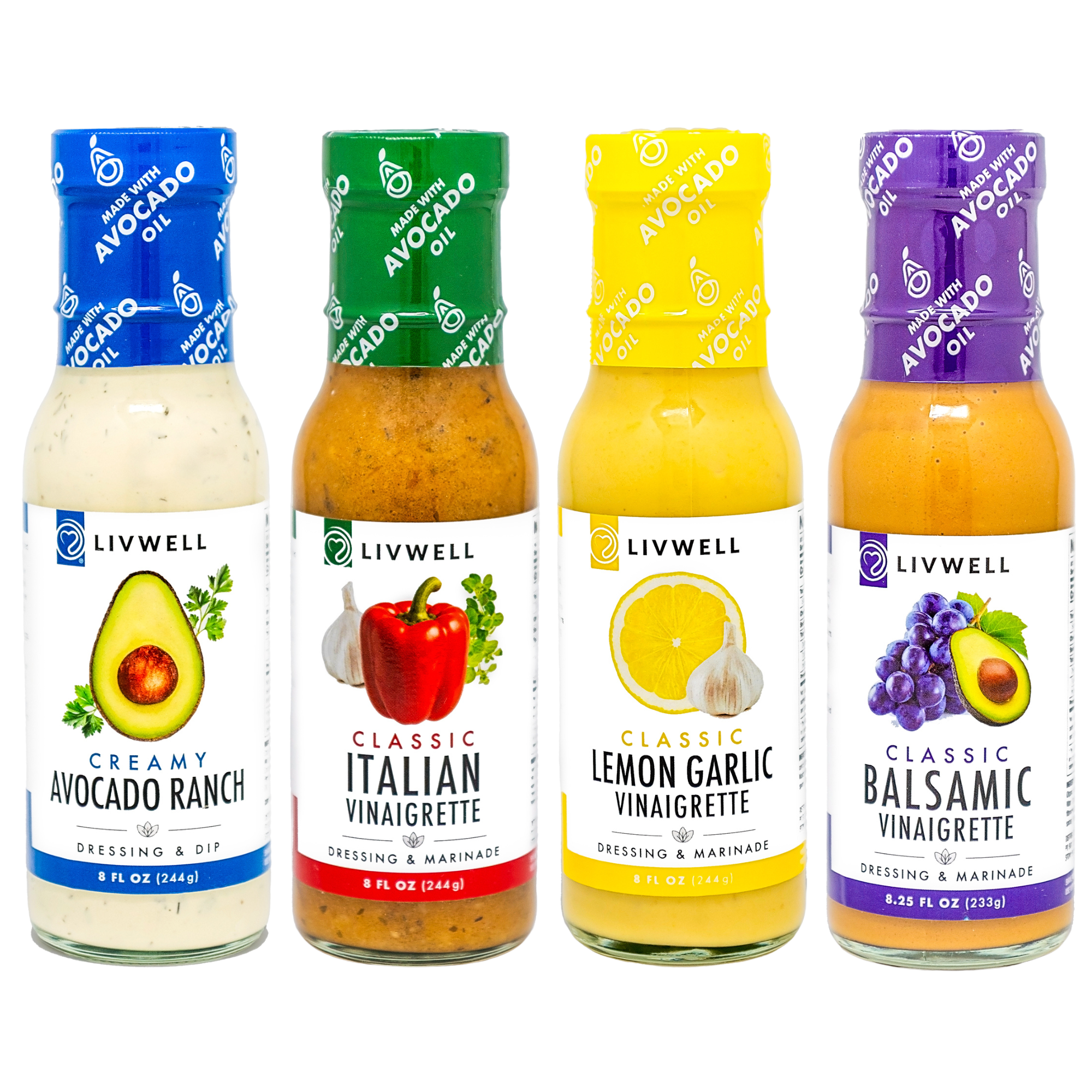 Balsamic Ranch LIVWELL Dairy-Free Dressing Variety Pack, 8 oz Bottles, 4-Pack ...