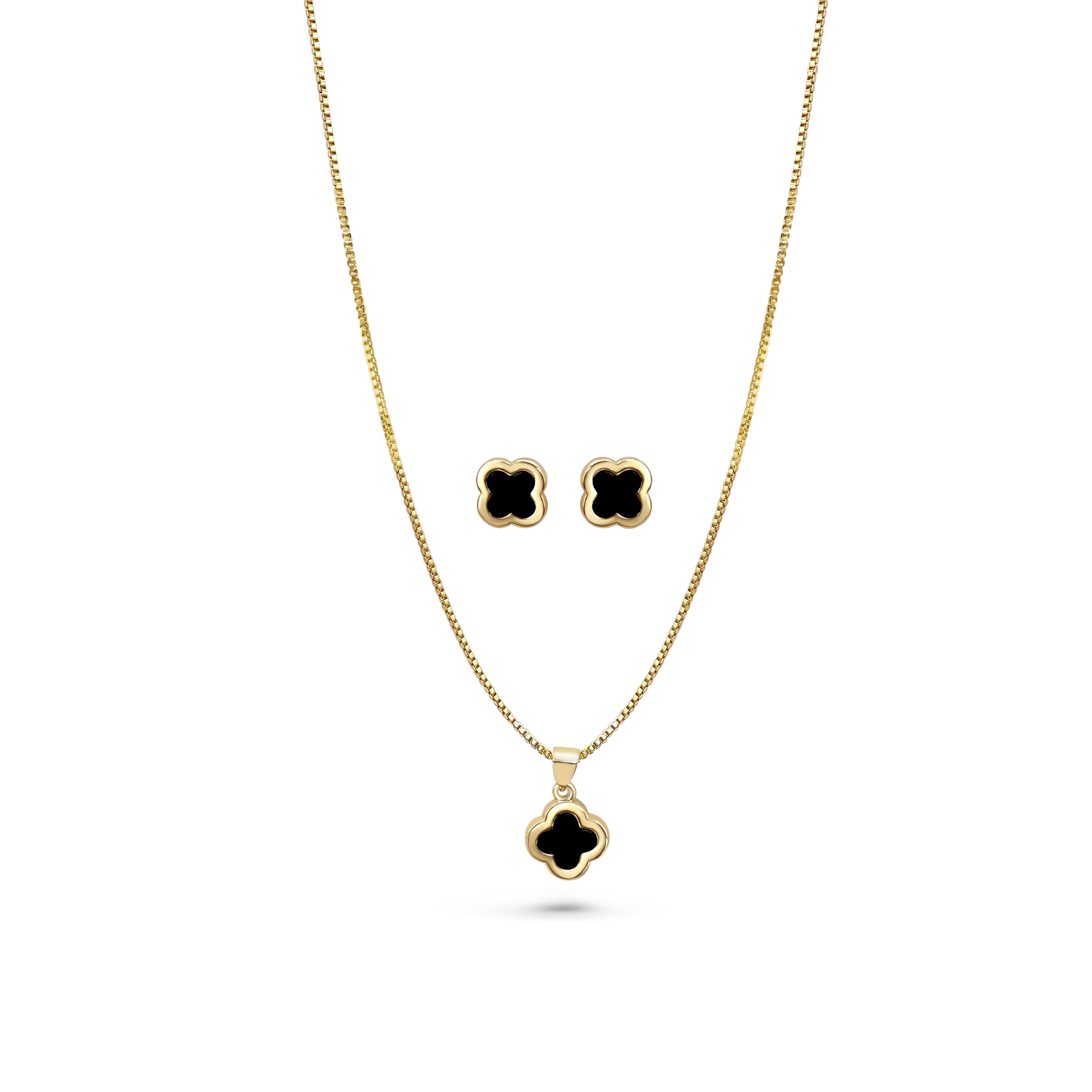 Sterling Silver Gold Plated Clover Pendant & 18