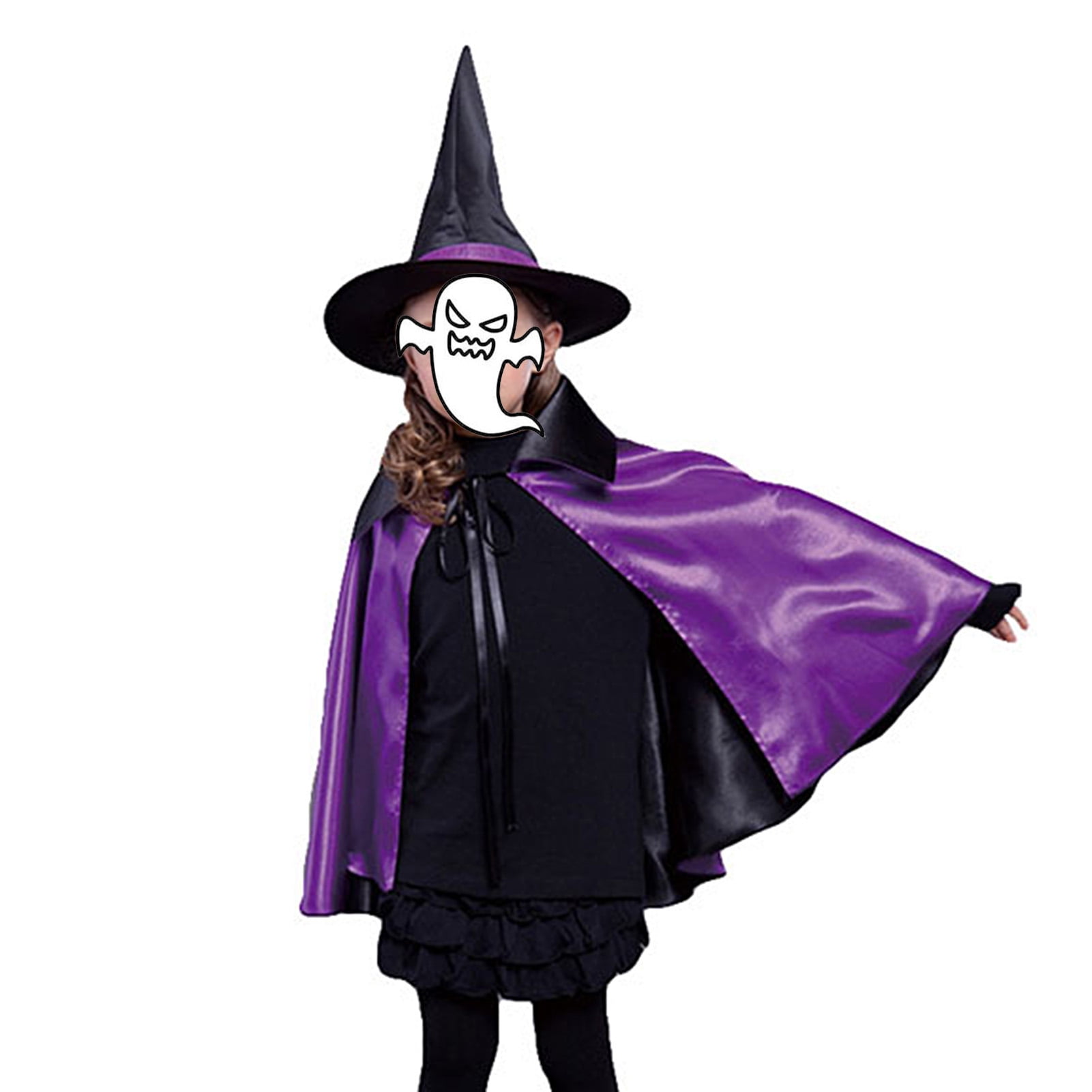 LIWEN Double Layered Cloak Hat Set Stand Collar Coat Lace Up Short Kids  Halloween Outfit Halloween Costume
