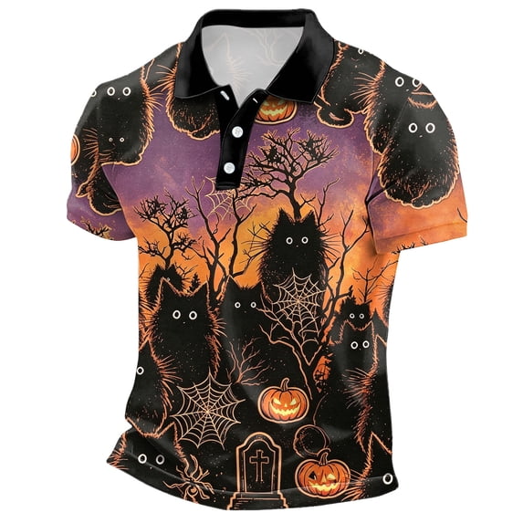 LIWENLI Funny Polo Shirt for Men Golf Halloween Shirts Short Sleeve Funny Graphic Tees for S-4XL (Light Purple,XXXL)