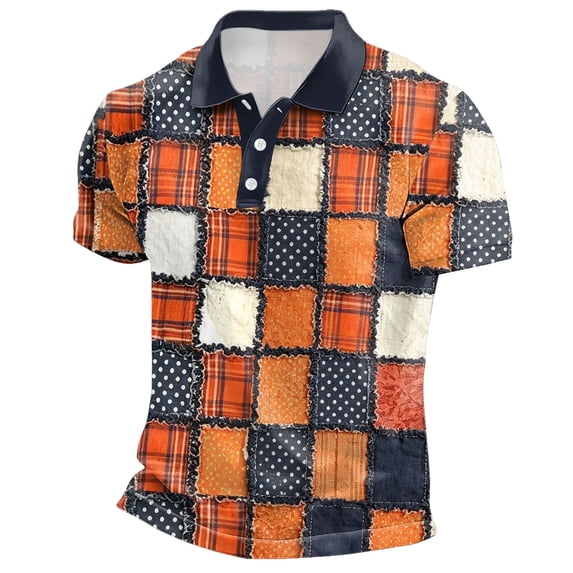 LIWENLI Funny Polo Shirt for Men Golf Halloween Shirts Short Sleeve Funny Graphic Tees for S-4XL (Orange,XXL)