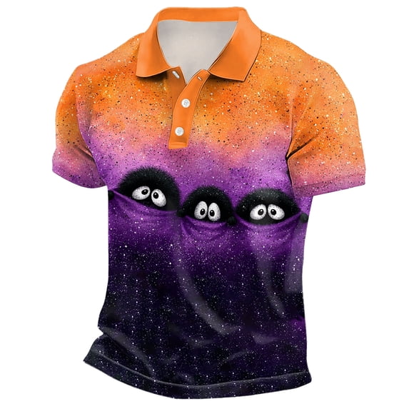 LIWENLI Funny Polo Shirt for Men Golf Halloween Shirts Short Sleeve Funny Graphic Tees for S-4XL (Purple,S)