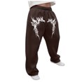 thumbnail image 1 of LIWENLI Men's Wide Leg Sweatpants Fleece Lined Baggy Pants with Open Bottom Drawstring Waist S-2XL (Brown,M), 1 of 7