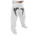 thumbnail image 1 of LIWENLI Men's Wide Leg Sweatpants Fleece Lined Baggy Pants with Open Bottom Drawstring Waist S-2XL (White,L), 1 of 7