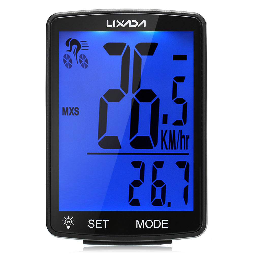 LIXADA Wireless Bike Computer Multi Functional LCD Screen Bicycle Computer Mountain Bike Speedometer IPX6 Waterproof Cycling Measurable Temperature Stopwatch Cycling Accessories - image 1 of 7
