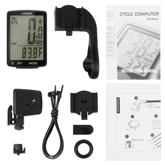 LIXADA Wireless Bike Computer Multi Functional LCD Screen Computer Mountain Bike Speedometer Odometer IPX6 Waterproof Cycle Measurable Temperature Stopwatch Cycle