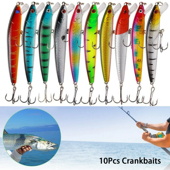 LIXI 10 PCs Cool Biomimetic Plastic Fishing Lure Set - 3.94 inches, Great for Fishing Adventures