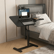 LIXI Adjustable Height Rotating Side Table    Space-Saving MDF Design with Silent Wheels for Small Homes Black