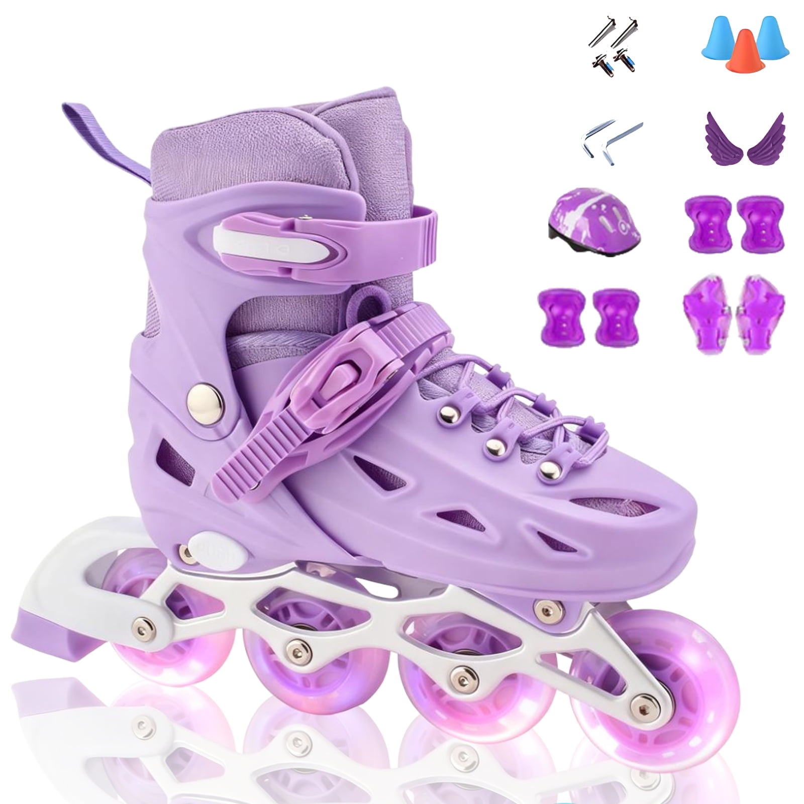 LIXI Adjustable Inline Skates for Women and Girls,Boy's Featuring Illuminated Wheels Skates, Great for Outdoor Sports,Purple