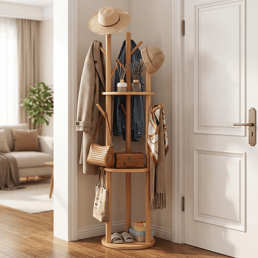 LIXI Coat Rack with 3 Shelves and 9 Hooks, Coat Rack Freestanding for ...