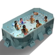 LIXI 89in Foldable Family Pool ,1-4 Adults Kids Spacious Non-Inflatable Outdoor Swimming Pool,89 54 20in,Green