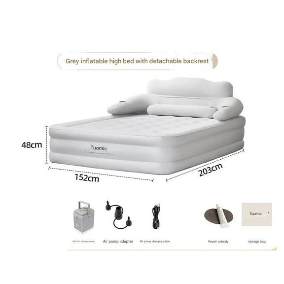 LIXI Flocked PVC Air Mattress – 18.9” Thick, 800lb Capacity, Foldable – Home, Camping & Travel(Gray)