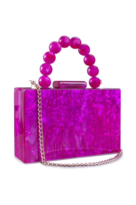 Lightweight Acrylic Handbag – Stylish Chain Bag for Women | Compact & Modern(6.89"x4.72"x1.77", Purple)
