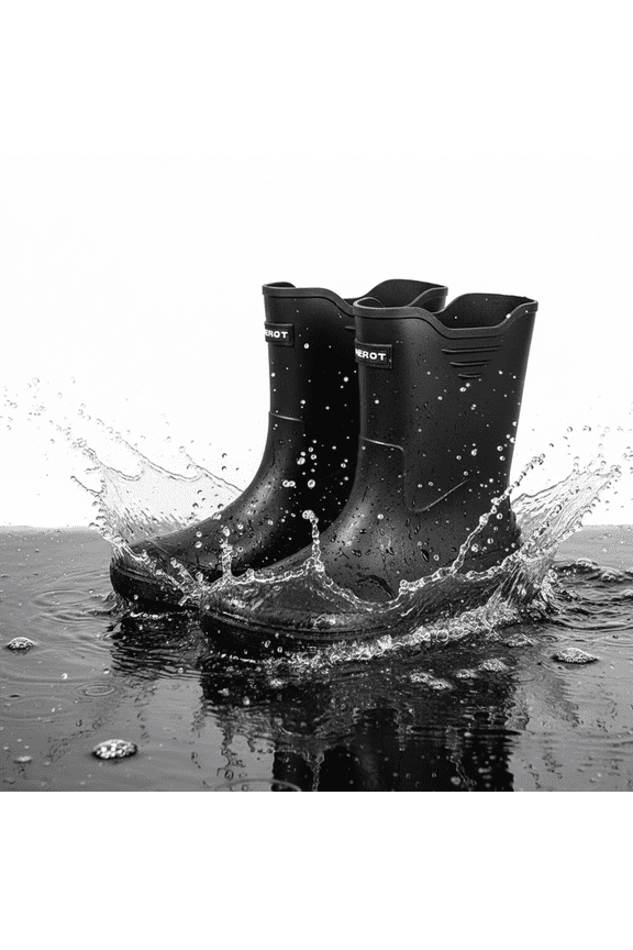 Rain Boots for Men, Anti-Slip Waterproof Shoes, Mid Height Rubber Mud Boots for Outdoor Garden & Fishing & Boating, Black