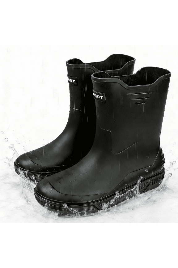 Rain Boots for Men, Anti-Slip Waterproof Shoes, Mid Height Rubber Mud Boots for Outdoor Garden & Fishing & Boating, Black