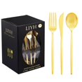 LIYH 102pcs Gold Plastic Silverware, Disposable Utensils with Heavy ...