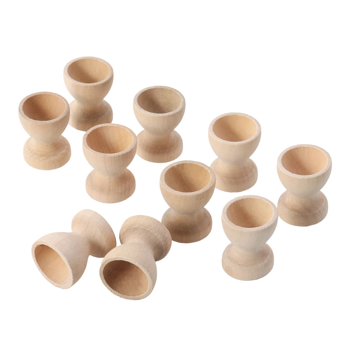 LIYUNMIAO 10 Wooden Egg Cup Holders Unfinished Wood Stands for Crafts