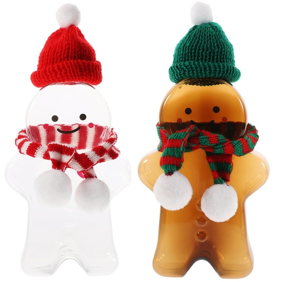 LIYUNMIAO 2 Christmas Candy Jars Gingerbread Man Drink Bottles Xmas Decor 500ml