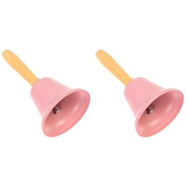 LIYUNMIAO 2PCS Super Loud Handheld Bells for Christmas, School, and Service - Pink