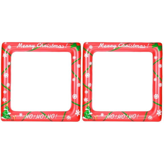 LIYUNMIAO 2pcs Tinksky Christmas Inflatable Frame Photo Booth Props Blow Up Party Props Party Selfie Picture Frame for Bridal Shower Baby Shower Christmas Party (71cmx71cm)