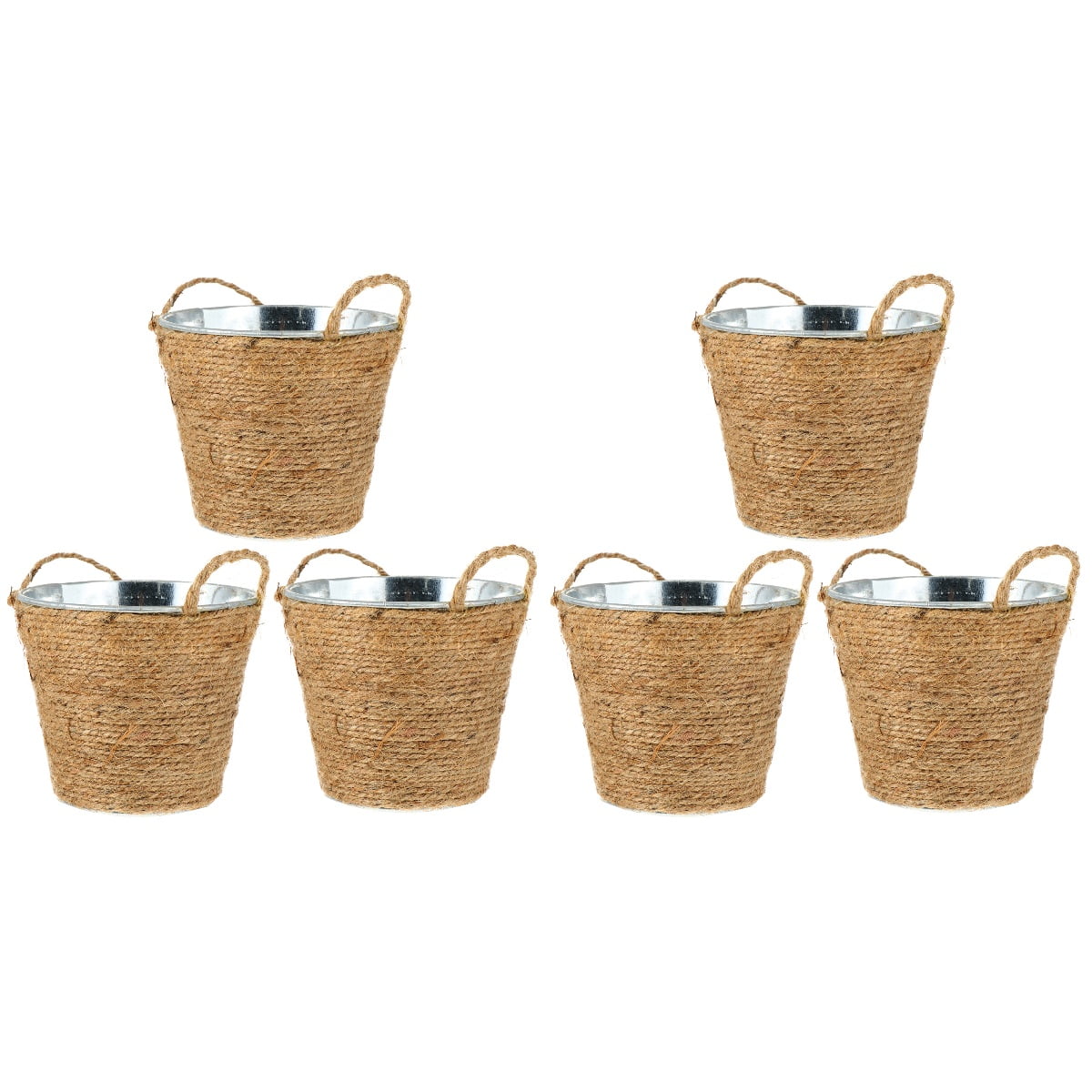 LIYUNMIAO 6 pcs Iron Buckets Flowerpot Planter Gardening Plant Pot with Hemp Rope Handle