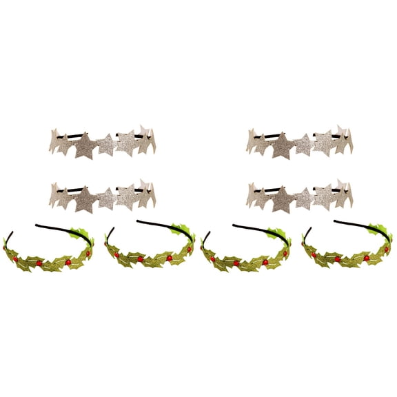LIYUNMIAO 8 Pcs Leaf Star Hair Lovely Chic Headdress Christmas Decor (Golden Silver)