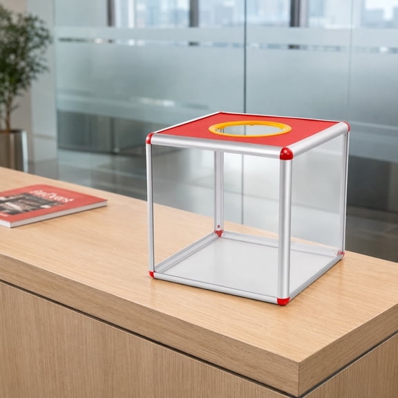 LIYUNMIAO Aluminum Raffle Ticket Holder Box, 25cm Storage Case for Tickets and