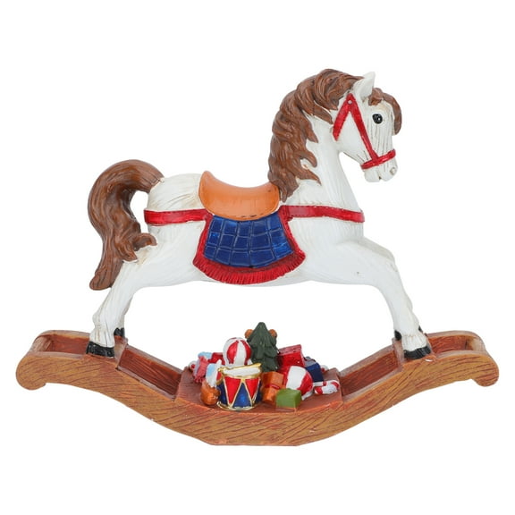 LIYUNMIAO Wooden Christmas Rocking Horse Figurine Xmas Decor Resin Ornaments