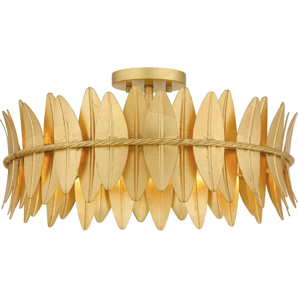 Liza Gold Leaf Modern Semi-Flush Mount Ceiling Light