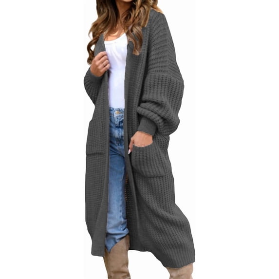 Womens Casual Long Sleeve Split Open Cardigan Knit Long Cardigan Sweaters with Pockets Fall Fashion Women Cardigan, Long Sweater Cardigan Women, Warm Sweaters for Women, Womens Long Cardigan Sweaters
