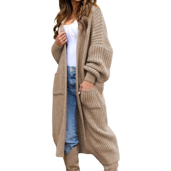 Womens Casual Long Sleeve Split Open Cardigan Knit Long Cardigan Sweaters with Pockets Fall Fashion Women Cardigan, Long Sweater Cardigan Women, Warm Sweaters for Women, Womens Long Cardigan Sweaters