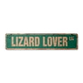 thumbnail image 1 of LIZARD LOVER Vintage Aluminum Street Sign lizards cage live pet reptile rustic metal tin | Indoor/Outdoor |  24" Wide, 1 of 4