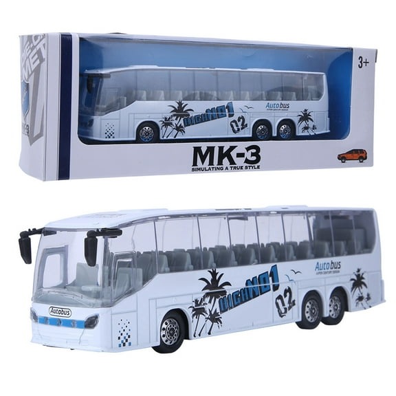 LIZEALUCKY Bus Toy, 1:50 Simulation Transit Bus Model ,Alloy Pull Back Bus Toy With Light And Music, For Kids [white]