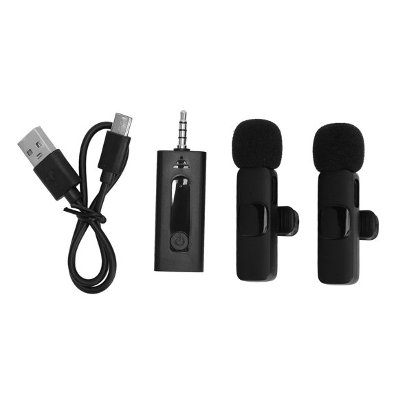 LIZEALUCKY Wireless Lavalier Microphone,Professional Wireless Lavalier Microphone Camera - 2.4G Cordless Double Mics with Noise Reduction - Perfect for Interview, Vlog, and Video Recording