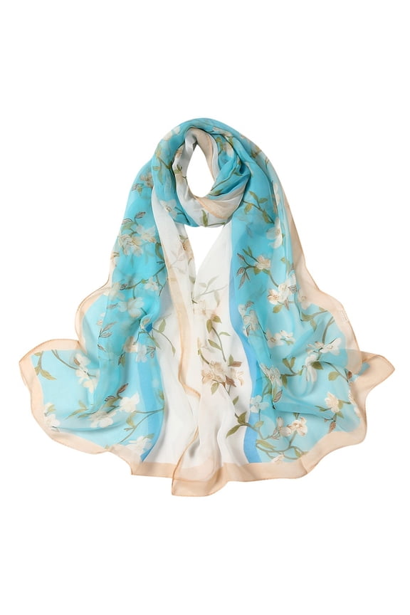 160*50cm Women Flower Print Long Soft Wrap Scarf Silk Shawl Scarves with Shawls for Headscarf and Neck for Fashion and Comfort
