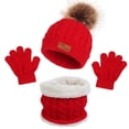 thumbnail image 1 of LIZENG 3 Pcs Kids Winter Hat Gloves Scarf Set Toddler Knitted Beanie Hat Neck Warmer Mittens Lined Set for Boys and Girls, 1 of 6