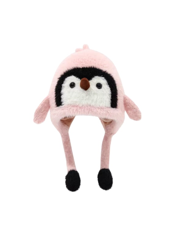 Baby Penguin Floppy Hat Toddler Girl Boy Winter Hats Fleece Thermal Beanie Kids Cute Removable Ear Warm Animal Hat