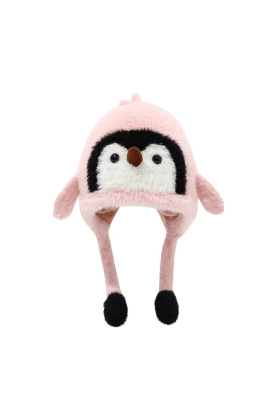 Baby Penguin Floppy Hat Toddler Girl Boy Winter Hats Fleece Thermal Beanie Kids Cute Removable Ear Warm Animal Hat
