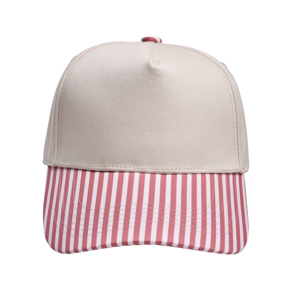 LIZENG Beige Top Striped Brim Baseball Cap for Women Men Two Tone Trucker Hat Lightweight Soft Cotton Adjustable Curved Bill Dad Hat Casual Outdoor Sun Hat