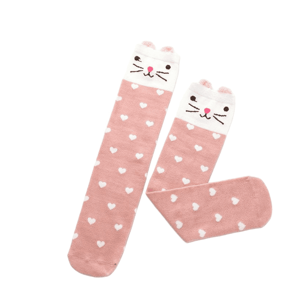 LIZENG Children's Cotton Socks Animal Heart Little Cat Ankle and Mid Calf Socks
