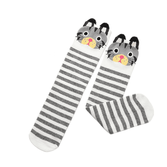 LIZENG Children's Cotton Socks Animal Heart Little Cat Ankle and Mid Calf Socks