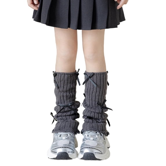 LIZENG Children's and Girls' Socks Set Autumn/Winter Bow Stacked Socks Long Tube Full Body Bow Ballet Style Knitted Leg Set