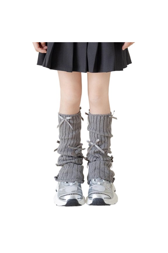 Children's and Girls' Socks Set Autumn/Winter Bow Stacked Socks Long Tube Full Body Bow Ballet Style Knitted Leg Set