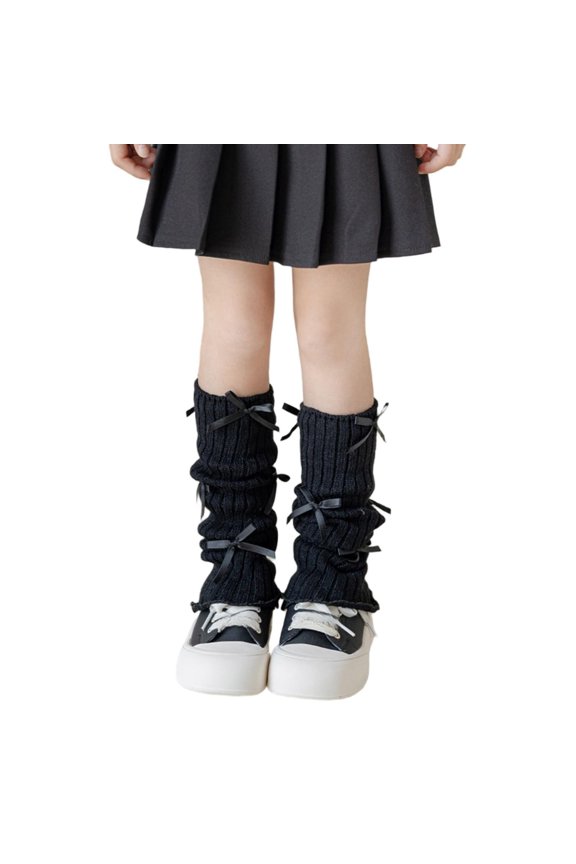 Children's and Girls' Socks Set Autumn/Winter Bow Stacked Socks Long Tube Full Body Bow Ballet Style Knitted Leg Set