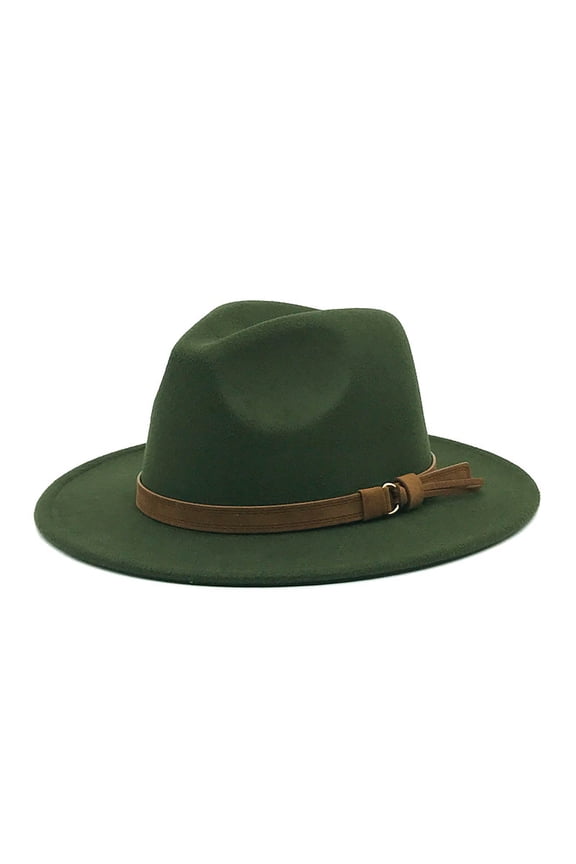 Clearance Men’s and Women’s Vintage Wool Fedora Hat Wide Brim with Belt Buckle Detail Perfect for Hiking Camping and Daily Style Classic Design for Comfort and Versatile Wear